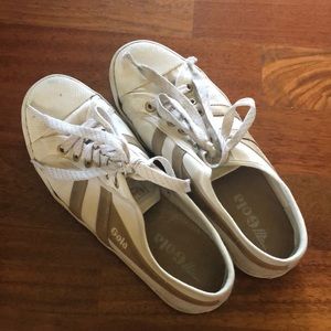 White and Gold Gola Sneakers